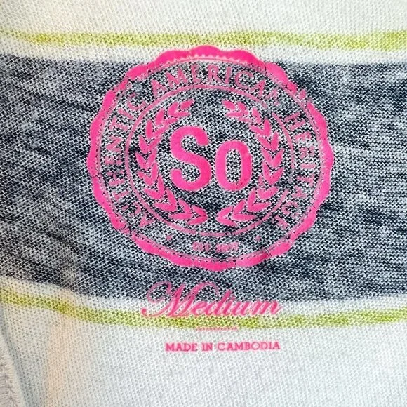 Women's SO Racerback Tank Top | Navy & White Stripe | Size Medium | 100% Cotton - Picture 7 of 7